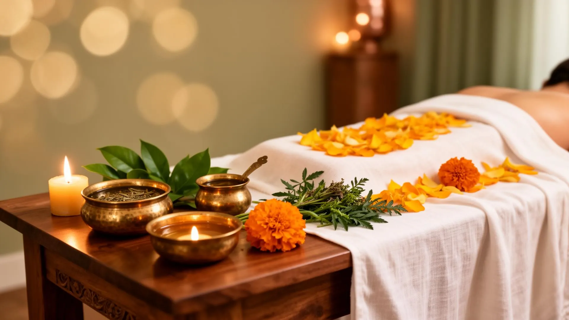 Warm-oil Ayurvedic treatment room at the retreat