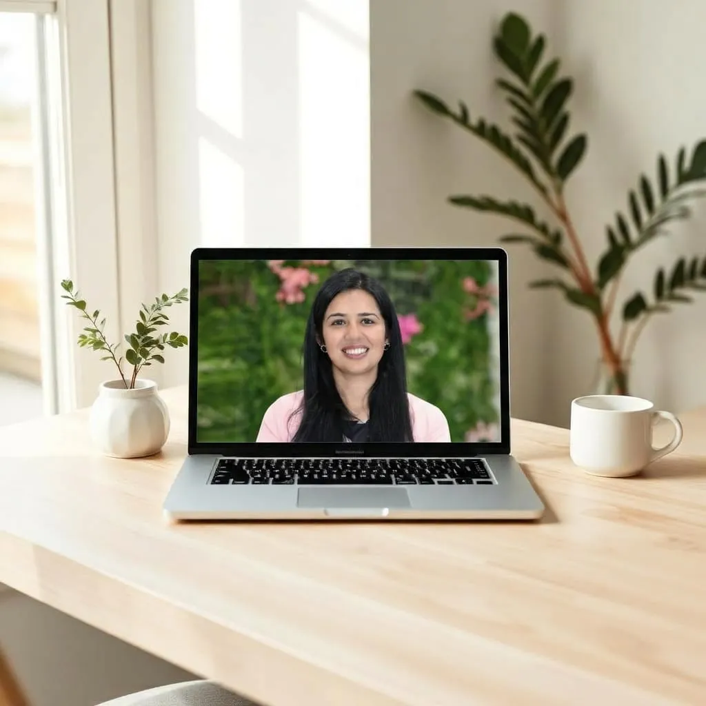 Virtual wellness consultation with Dr. Nikhila Venugopal on a laptop